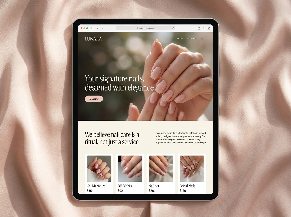 Exemplo de projeto Brazi Digital — Nail Designer · Beleza: Showroom digital boutique